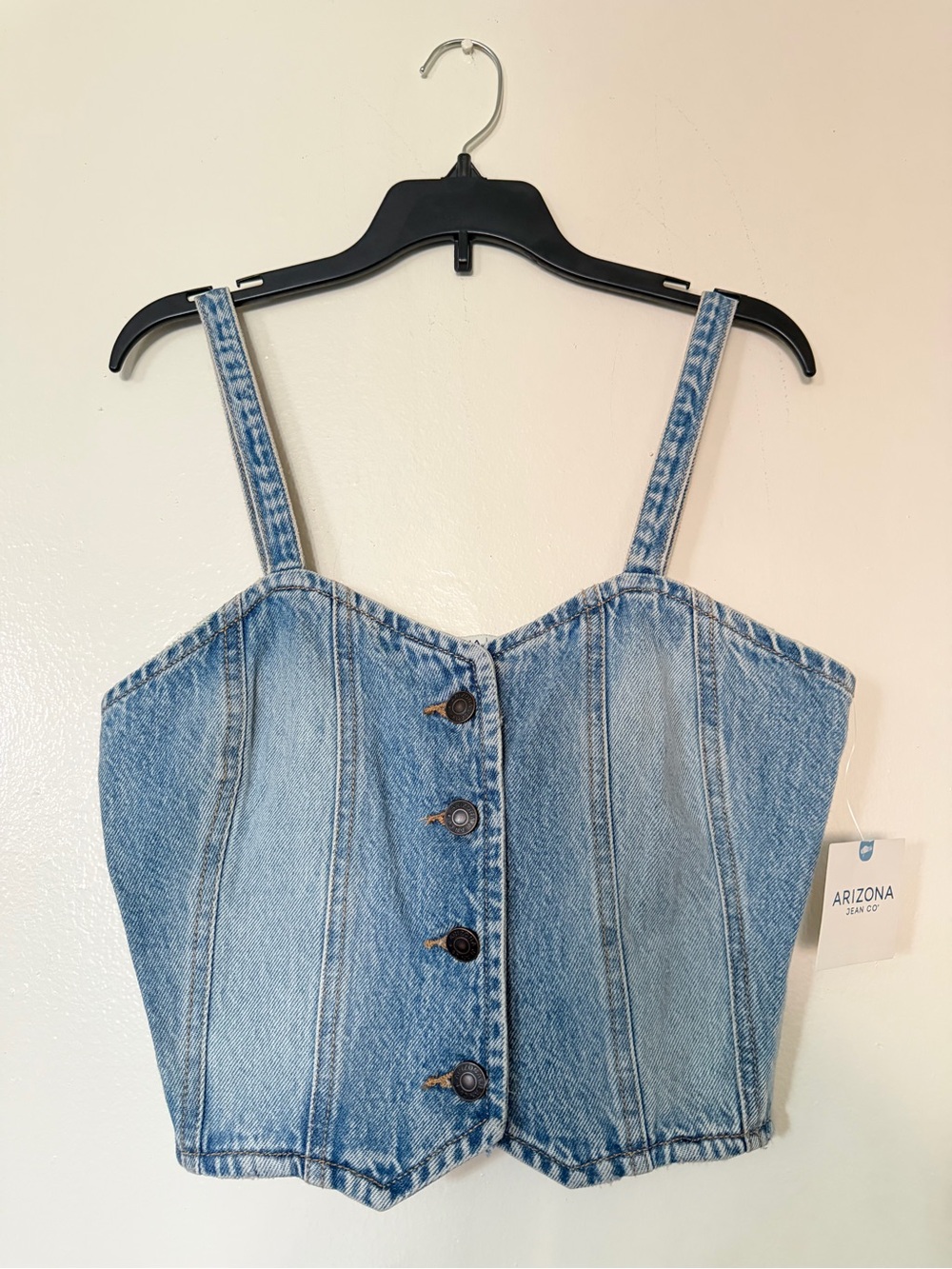 *BRAND NEW* ArizonaJeanCompany Vintage BlueDenim ButtonCorset SpaghettiStrap Top